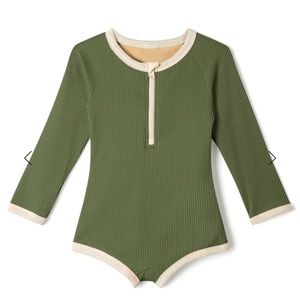 ZULU & ZEPHYR MINI RIB RASHIE ONESIE - KHAKI